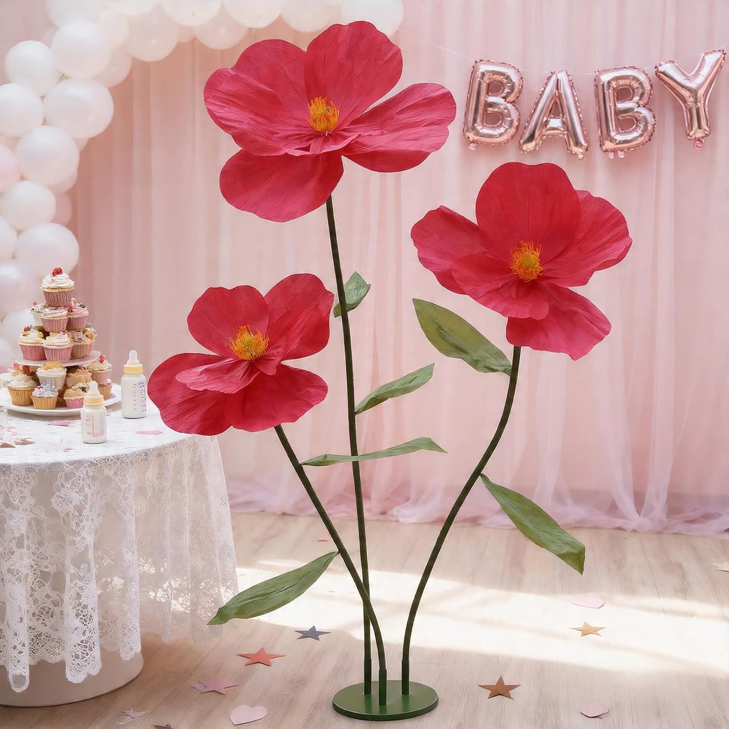 Giant Artificial Flowers for Decoration with Stand,Large Paper Flowers for Weddi