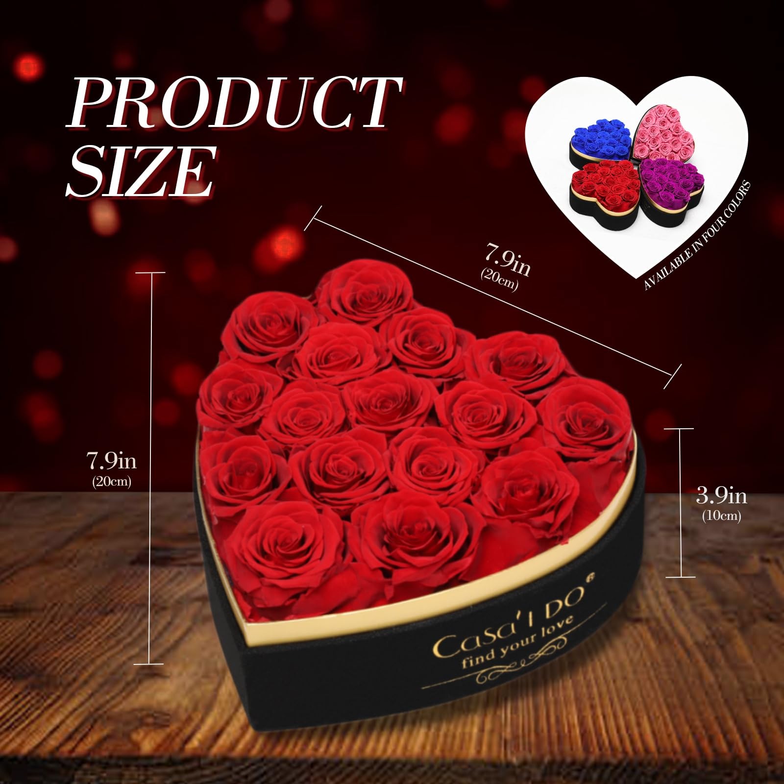 Preserved Roses Flowers for Delivery 16 Pcs Forever Flores in Heart Box with Ne