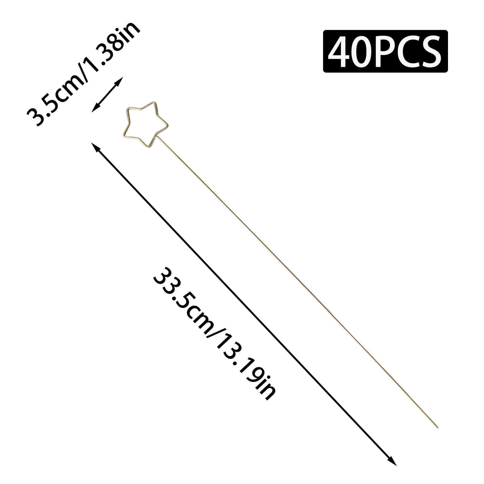 40 Pcs Gold Floral Picks, 13 Inch Premium Metal Flower Picks, Star-Shaped Sti…