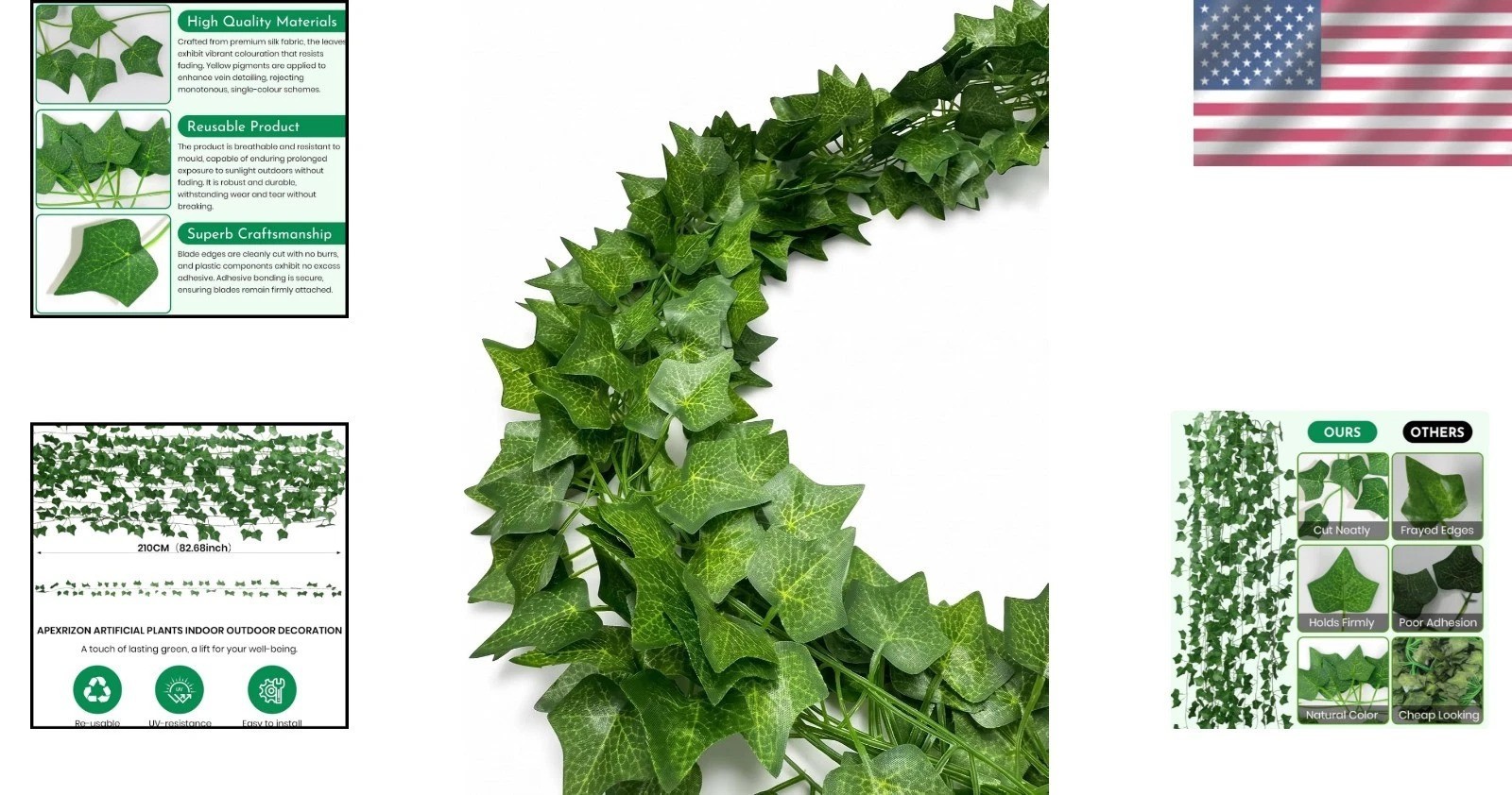 Elegant 8-Pack Fake Ivy Vines – Versatile Decor for Weddings, Gardens, and More