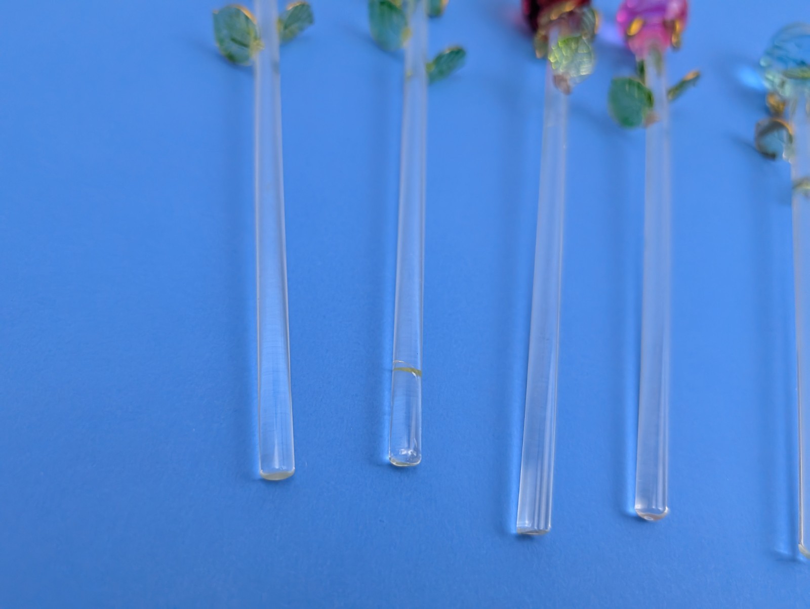 Set of 6 Exquisite Glass Stem Roses for Floral Bouquet