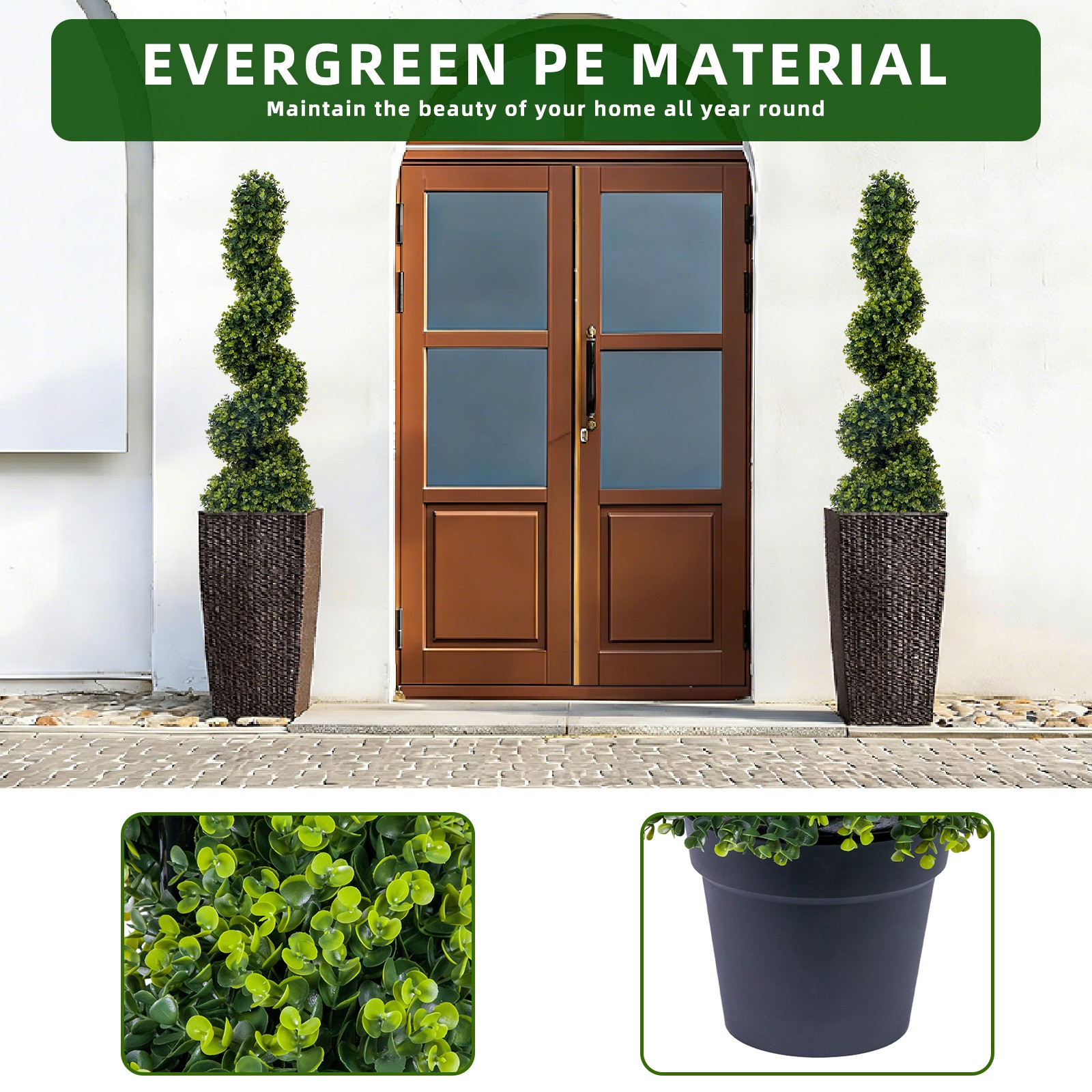 2pcs 120cm Artificial Topiary Tree Faux Spiral Topiary Tree Indoor Outdoor Plant