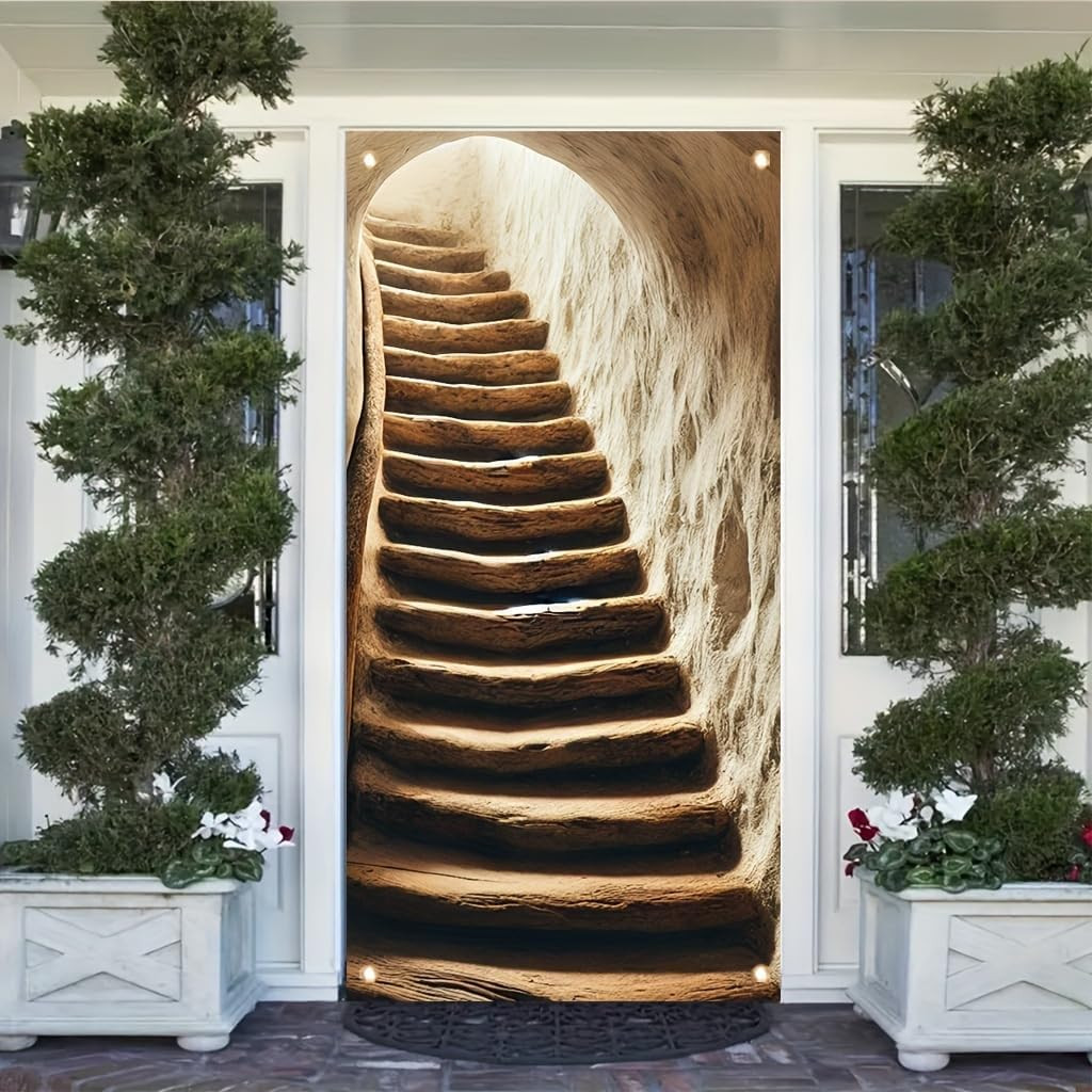 Rustic Stone Stairway 71X35 Inch Ancient Cave Steps Design Outdoor Decoration Vi
