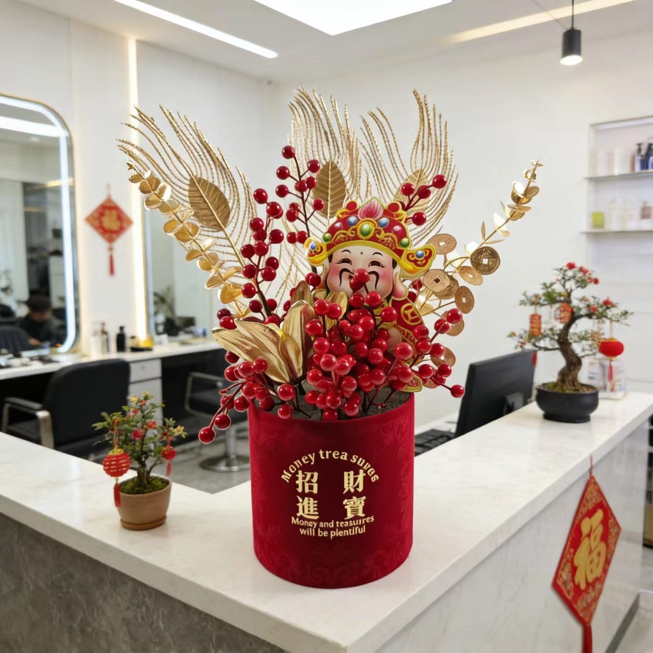 Chinese New Year Fu Bucket, 2026 Spring Festival Fu Character Artificial Bran…