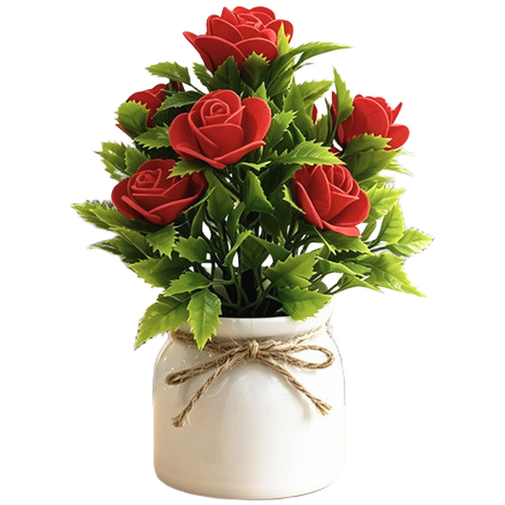 7 Color Option Foam Plant in White Pot 7.5in Height for Year Round Decor