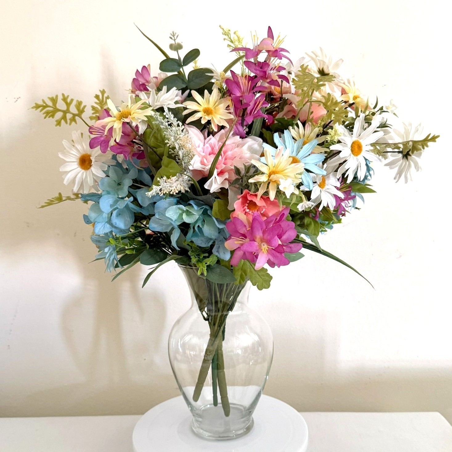 Artificial Mixed Floral Bouquet Multicolor Daisies Hydrangeas Upcycled and New