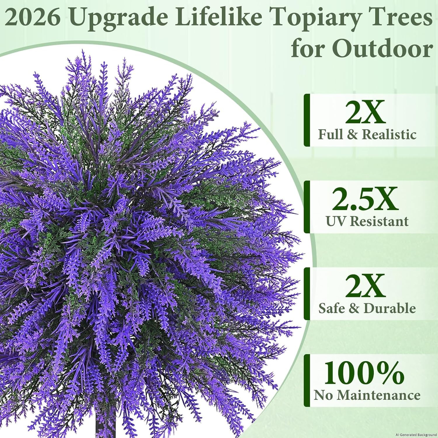 22″ UV Resistant Lavender Topiary Ball Trees – 2 Sets for Outdoor Decor