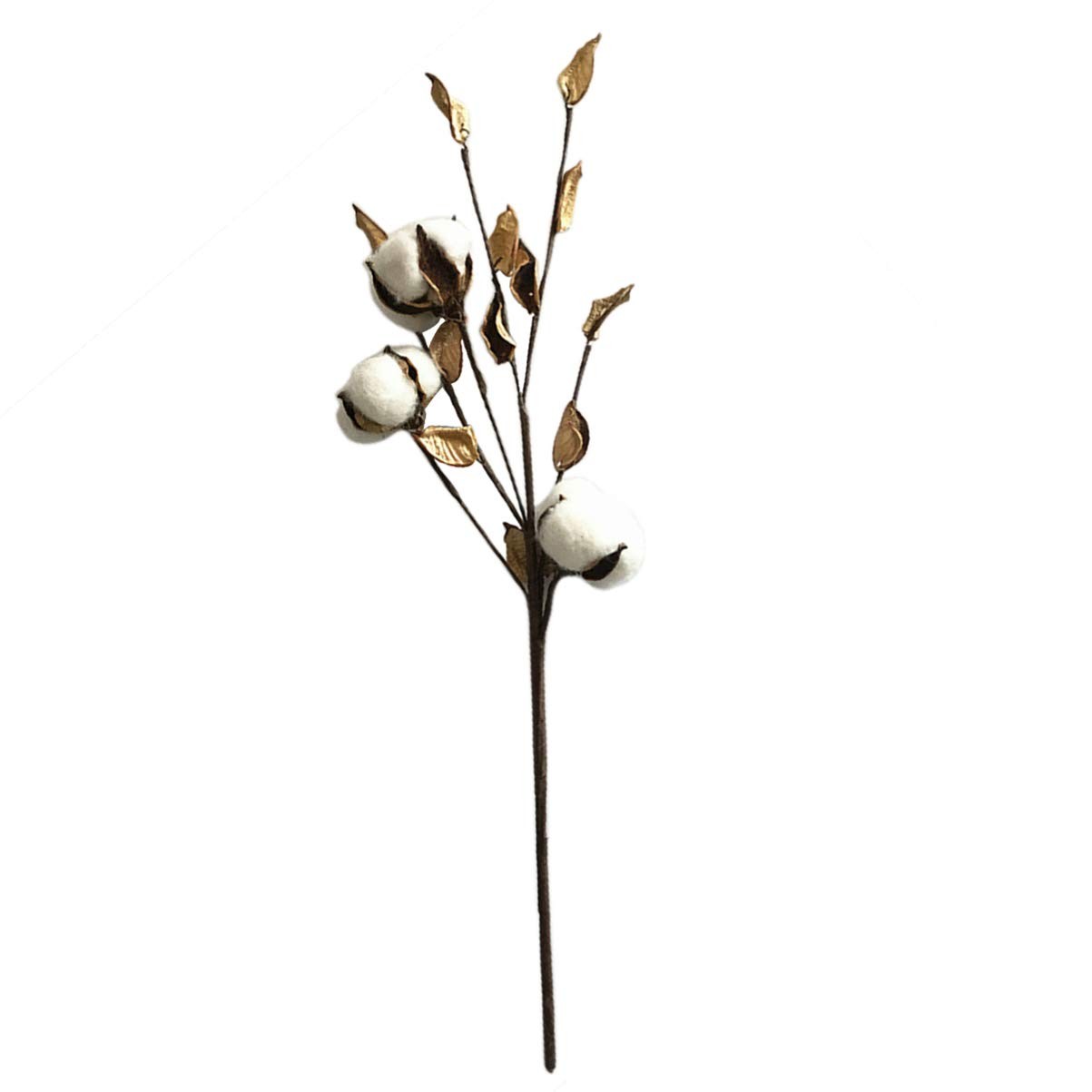 3pcs 45cm Brown Stems Cotton Balls Cotton Stalks Decor Artificial Flower Deco…