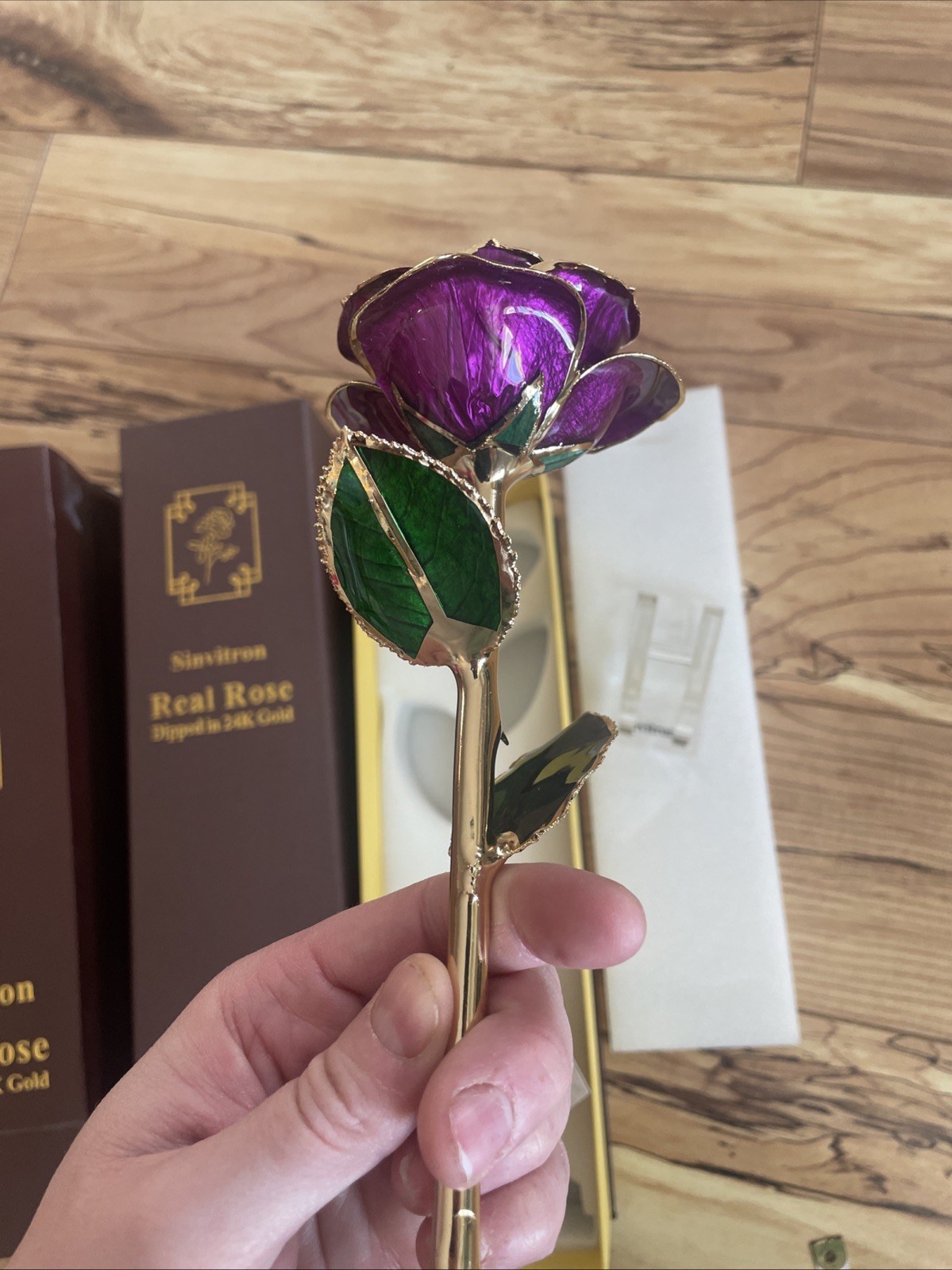 Gold Dipped Infinity Rose Forever Flower Decor, Resin Preserved Real Rose Birthd