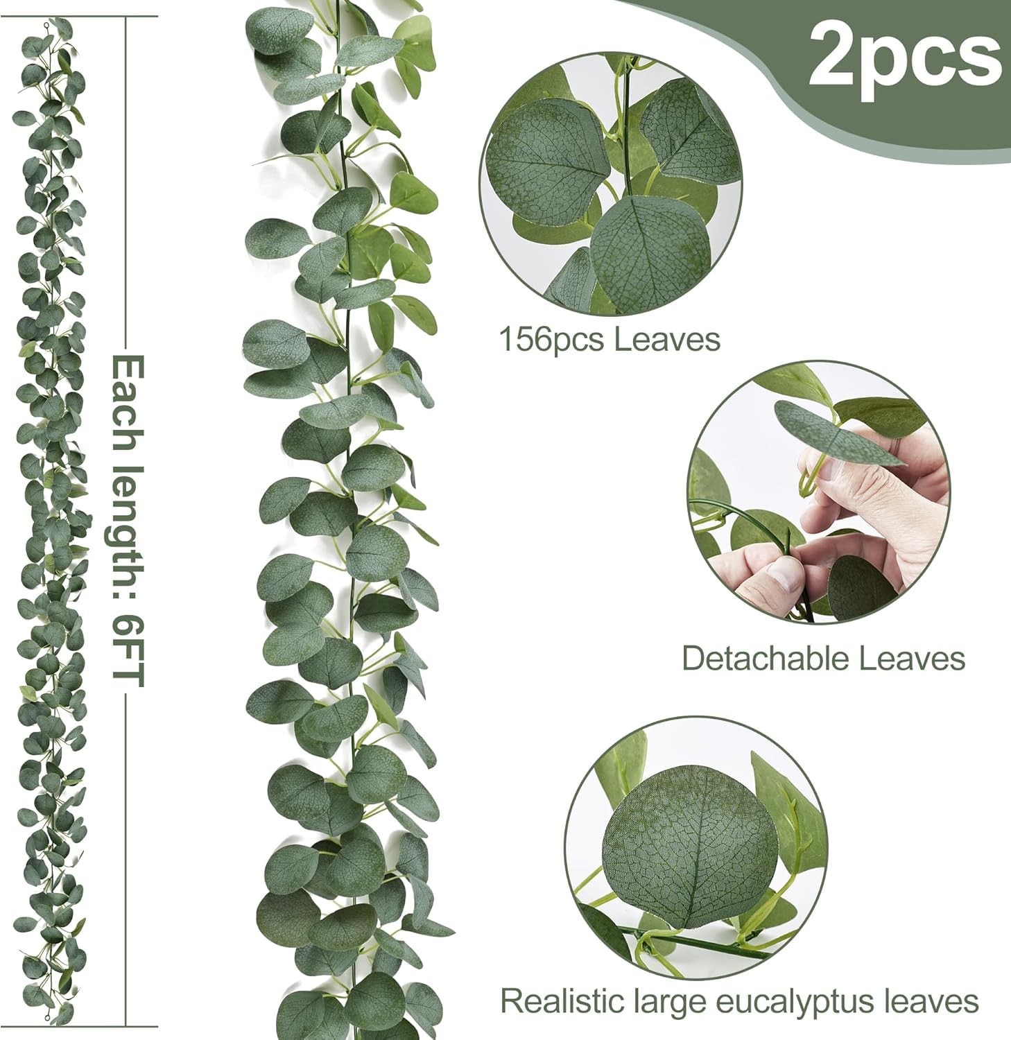 Anyfire 2 Pack 12ft Eucalyptus Garland