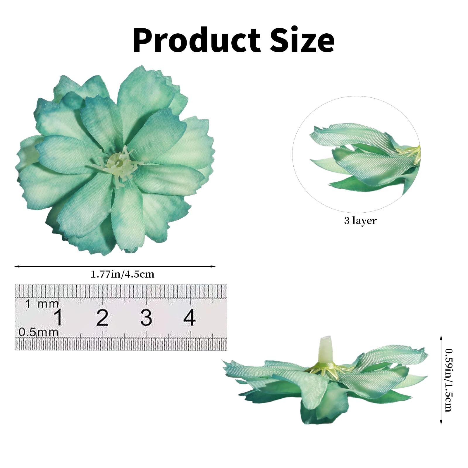98 Pcs Mini Silk Flower Heads, Artificial Faux Flowers for Craft Small Fake 3…