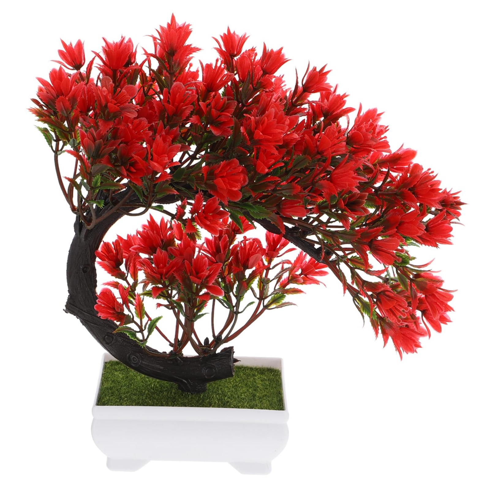 Simulated Faux Artificial Greenery Potted Flower Bonsai Plant 8.27×2.76×9.06Inch