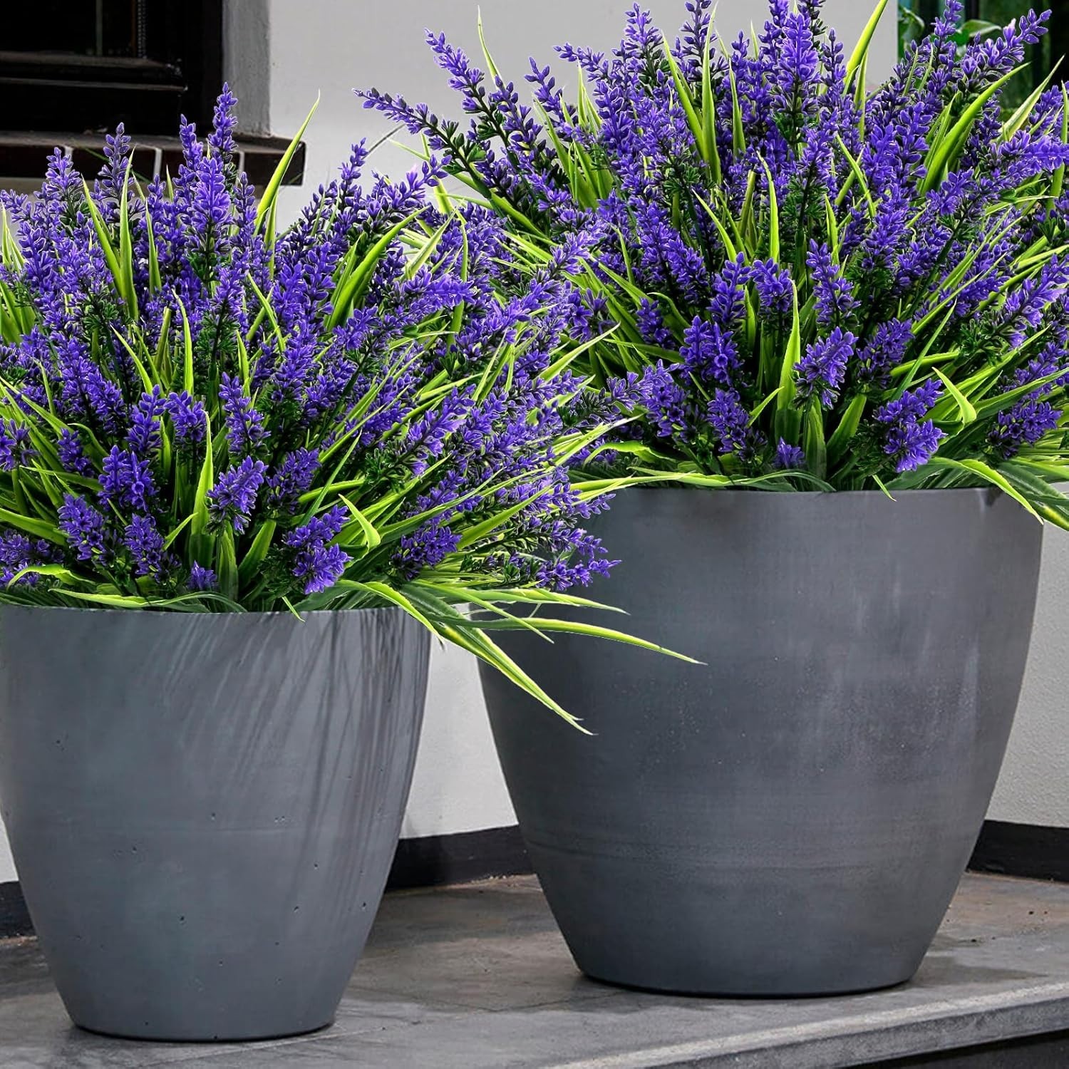 Artificial Plants Flowers Outdoor – 48 Bundles UV Resistant Faux Lavender Flo…