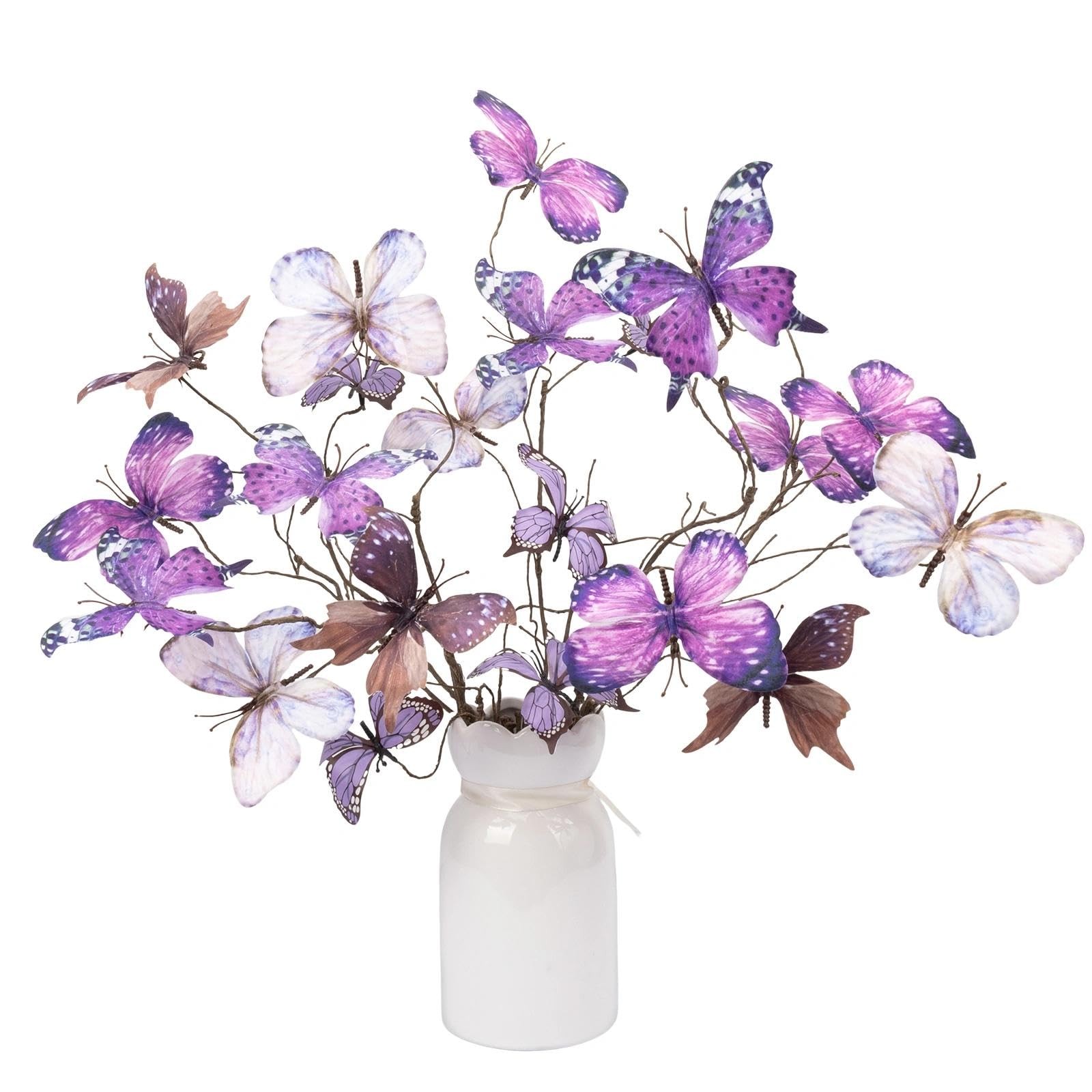 5 Pcs DIY Butterfly Decorations 5 Butterfly Branches with 30 Fake Butterflies…