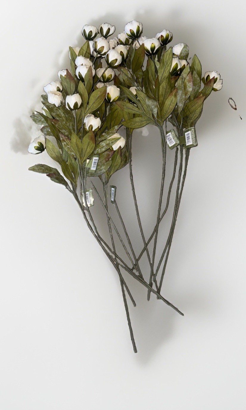 BRAND NEW MICHAELS STORES IVORY PEONY STEMS BY ASHLAND 11 STEMS VIRAL RARE!