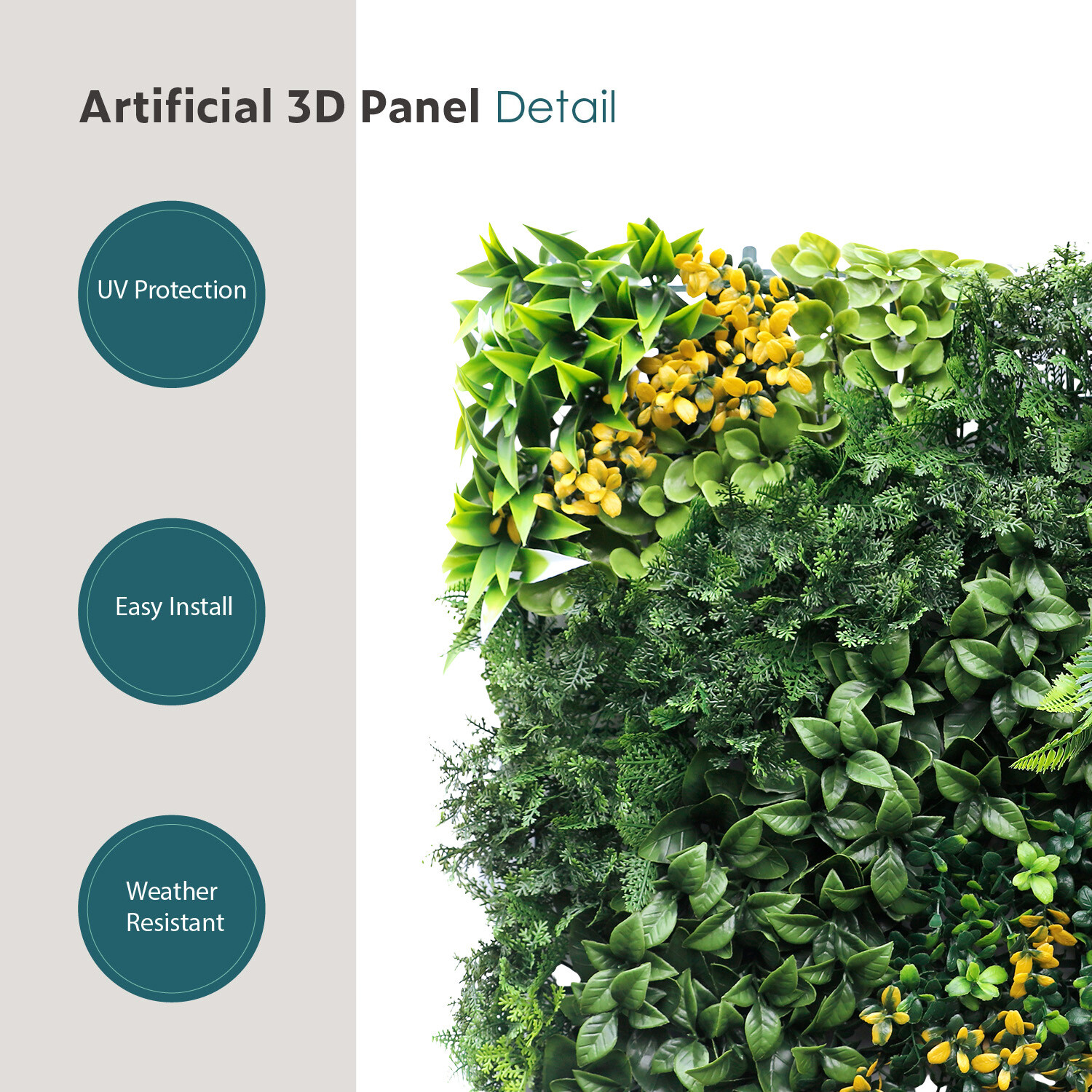 20″x20″ Artificial Faux #8 3D Mixed Panel Leaf Privacy Fence Screen Decor Hedge