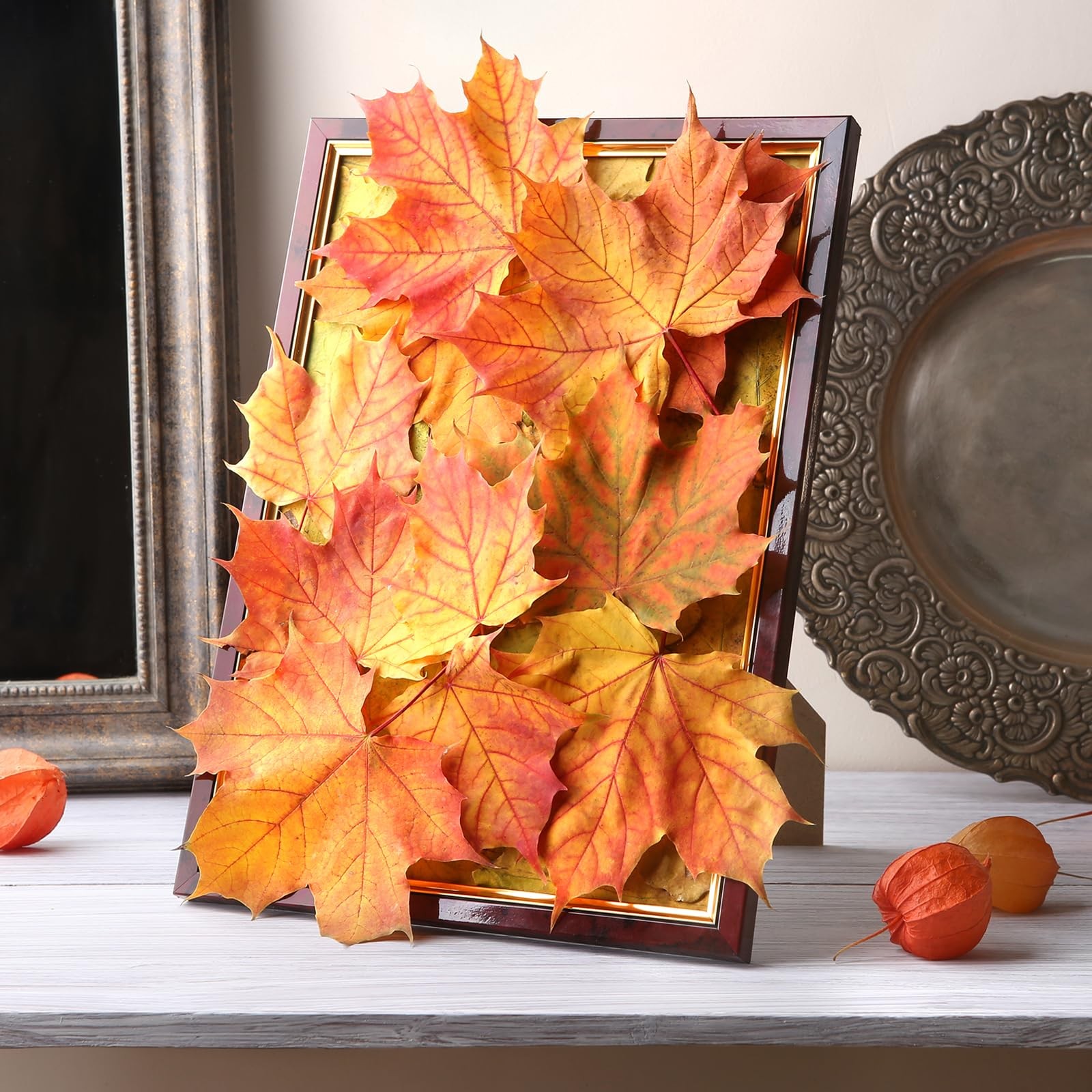 50 Pack Artificial Leaves Fall Leave Cutouts 3.7×2.4 Inch Thanksgiving Decor