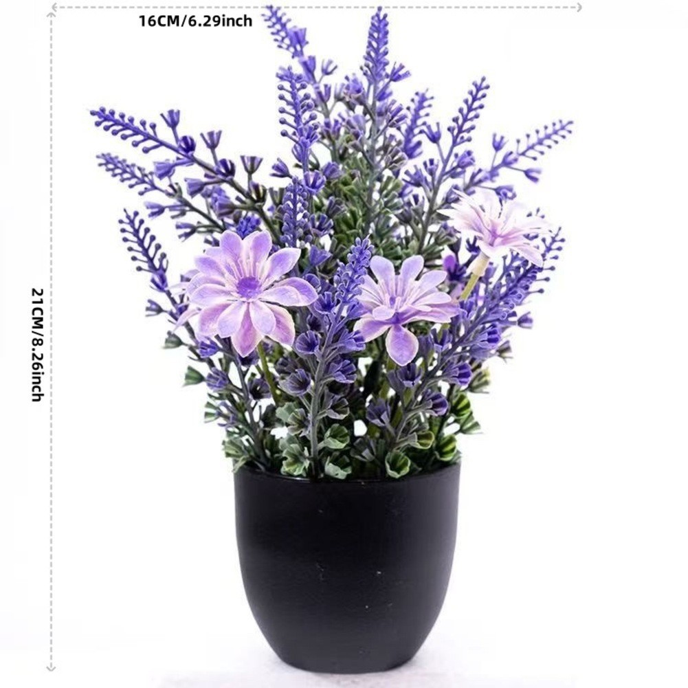 4pcs Small Lavender Artificial Plants in Pots for Home and Office Decor