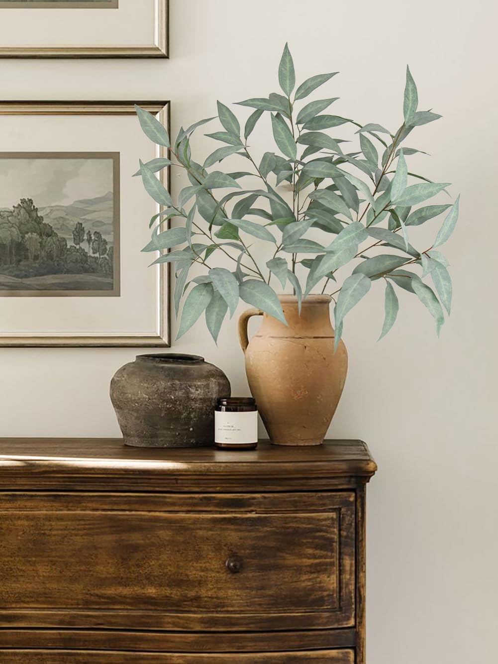Eucalyptus Stems 39.5 ” Tall, Artificial Branches for Vase Round Year Faux G…