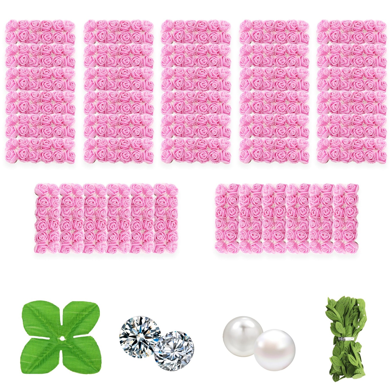 500 Pcs 0.6 Inch Mini Artificial Flowers Head Bulk 5 in 1 Set Faux Foam Fake …