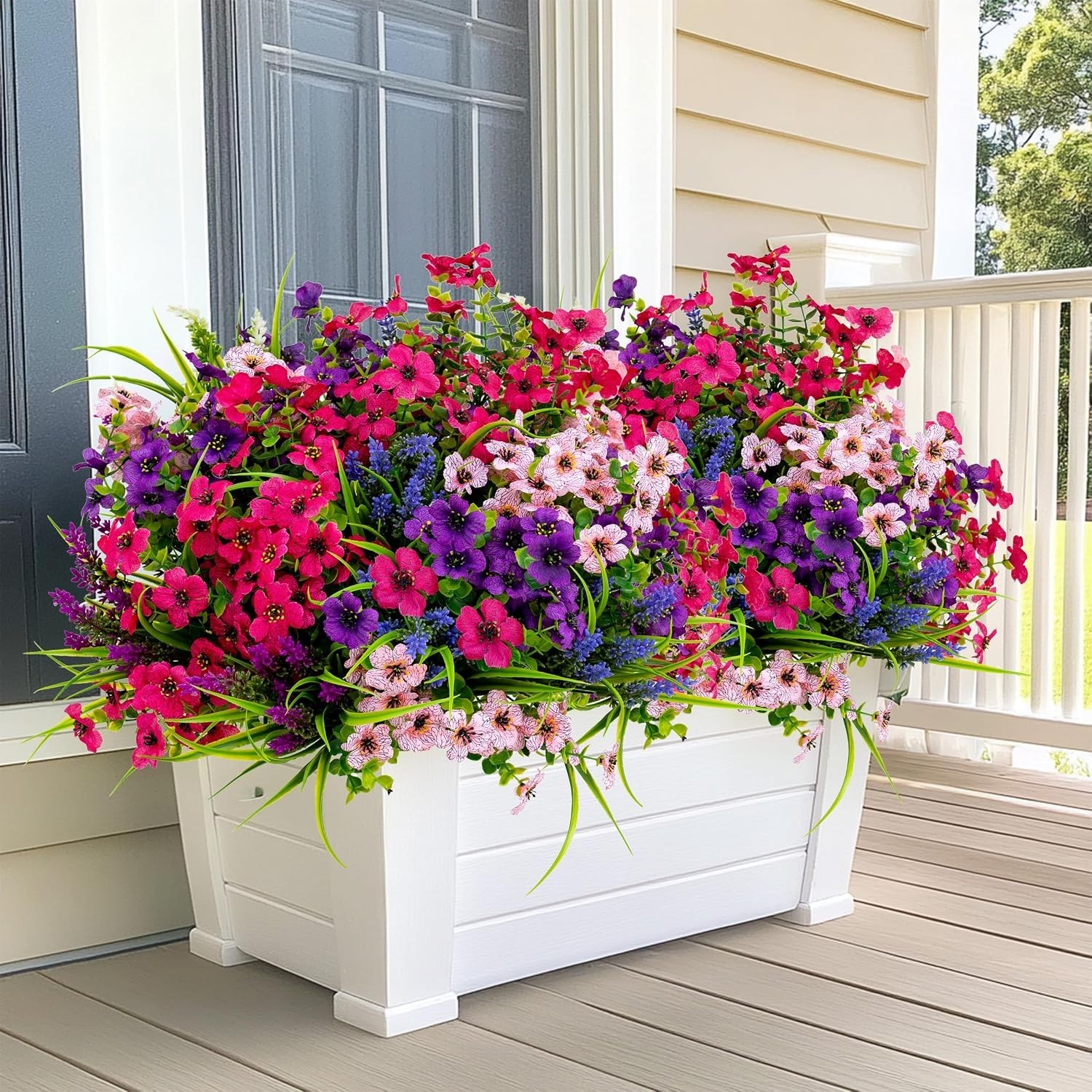 Vibrant UV Protected Faux Flowers – 16 Bundles for Elegant Outdoor Spaces