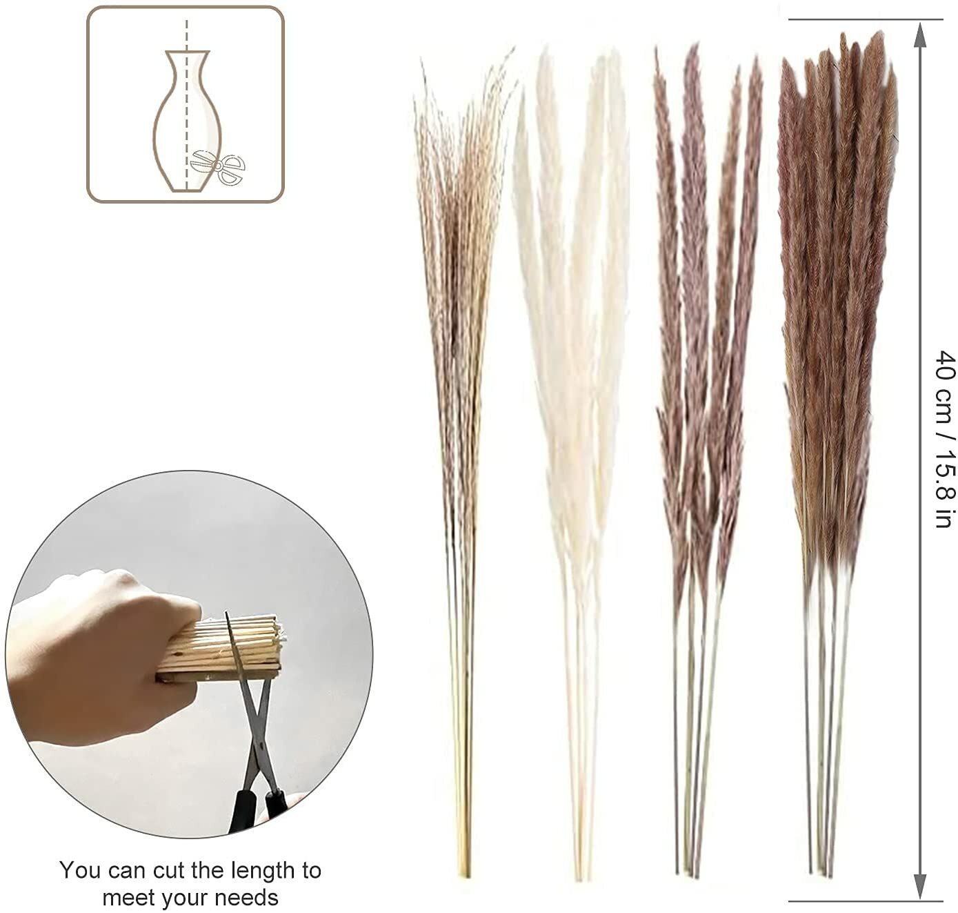 80Pcs Natural Dried Pampas Grass Reed Flower Bunch Xmas Wedding Valentines Gift