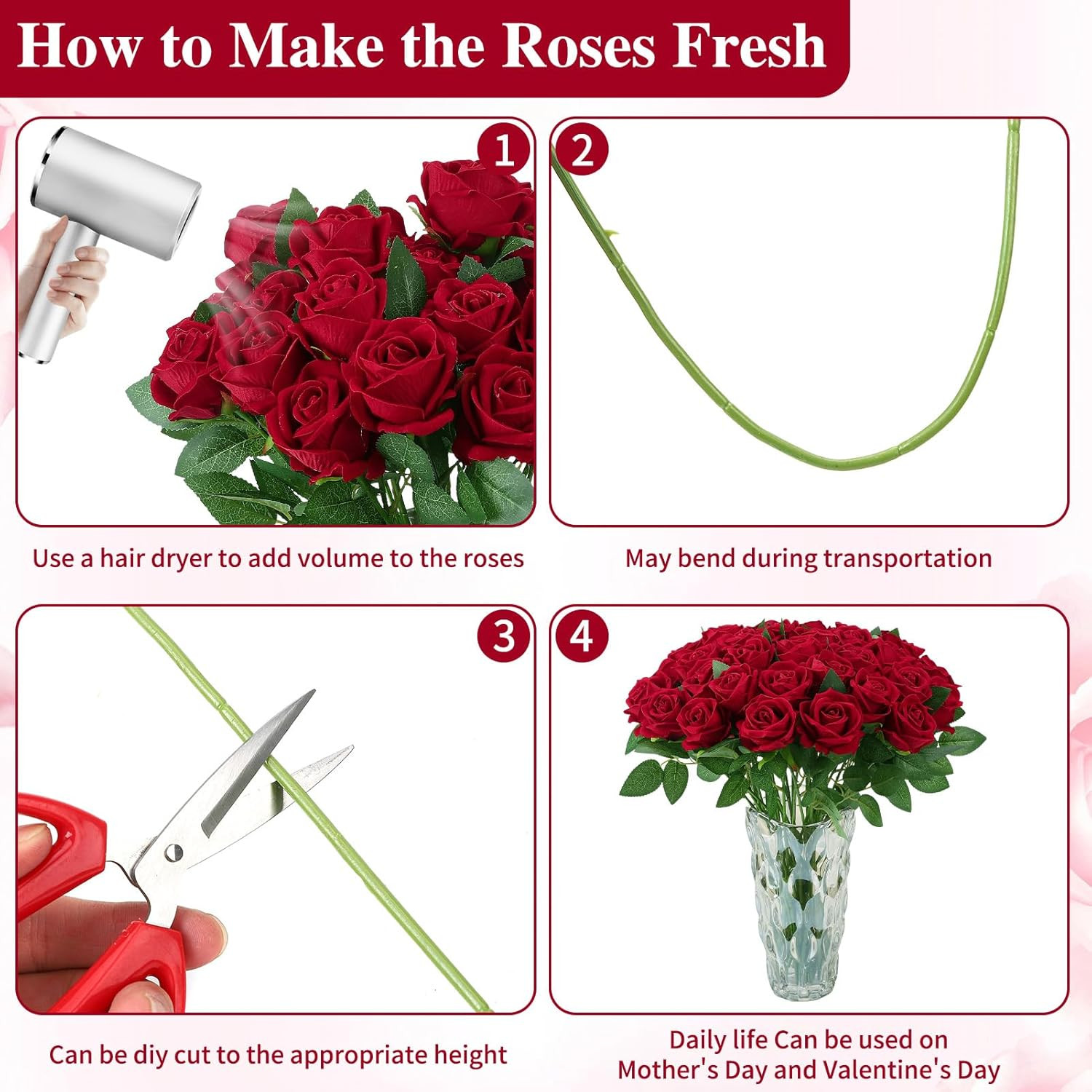 150 Pcs Silk Roses – Crimson Burgundy Long Stem Flowers for Weddings & Decor