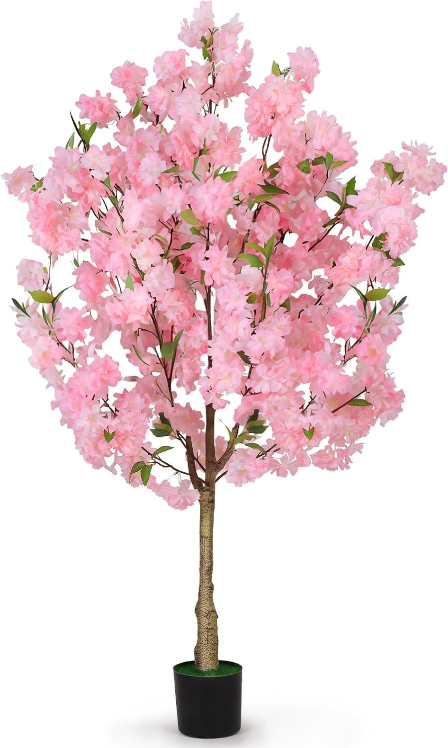 OUSHENG Artificial Cherry Blossom Tree, Fake Plants Indoor Decor, Faux Pink Saku