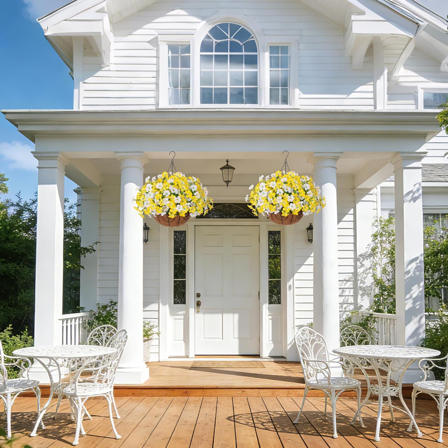 Artificial Hanging Flowers for Outdoors Baskets Spring Fake Plants Outdoor Decor
