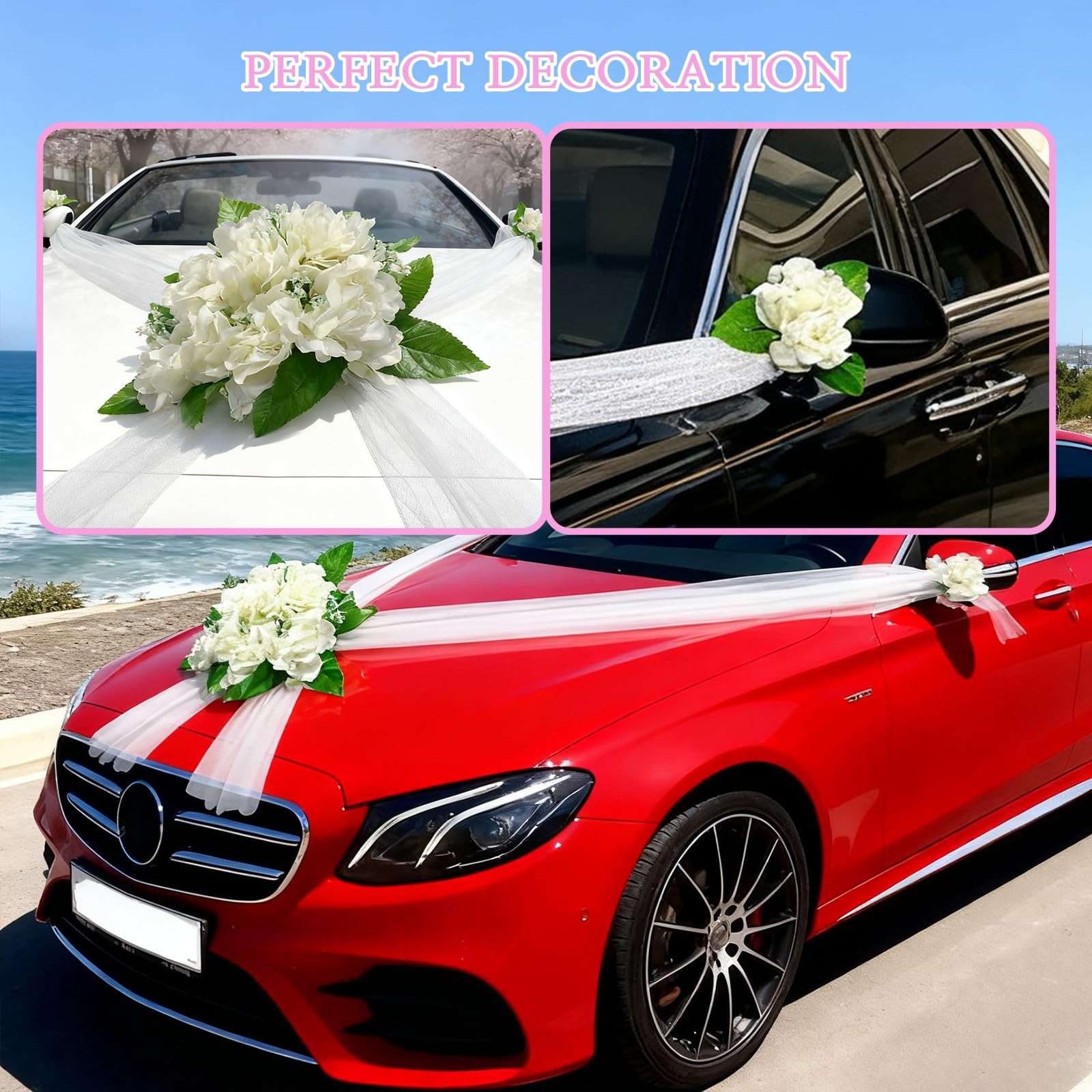 Wedding Car Decorations Kit Bridal Car Decor Bride Car Accessories for Party