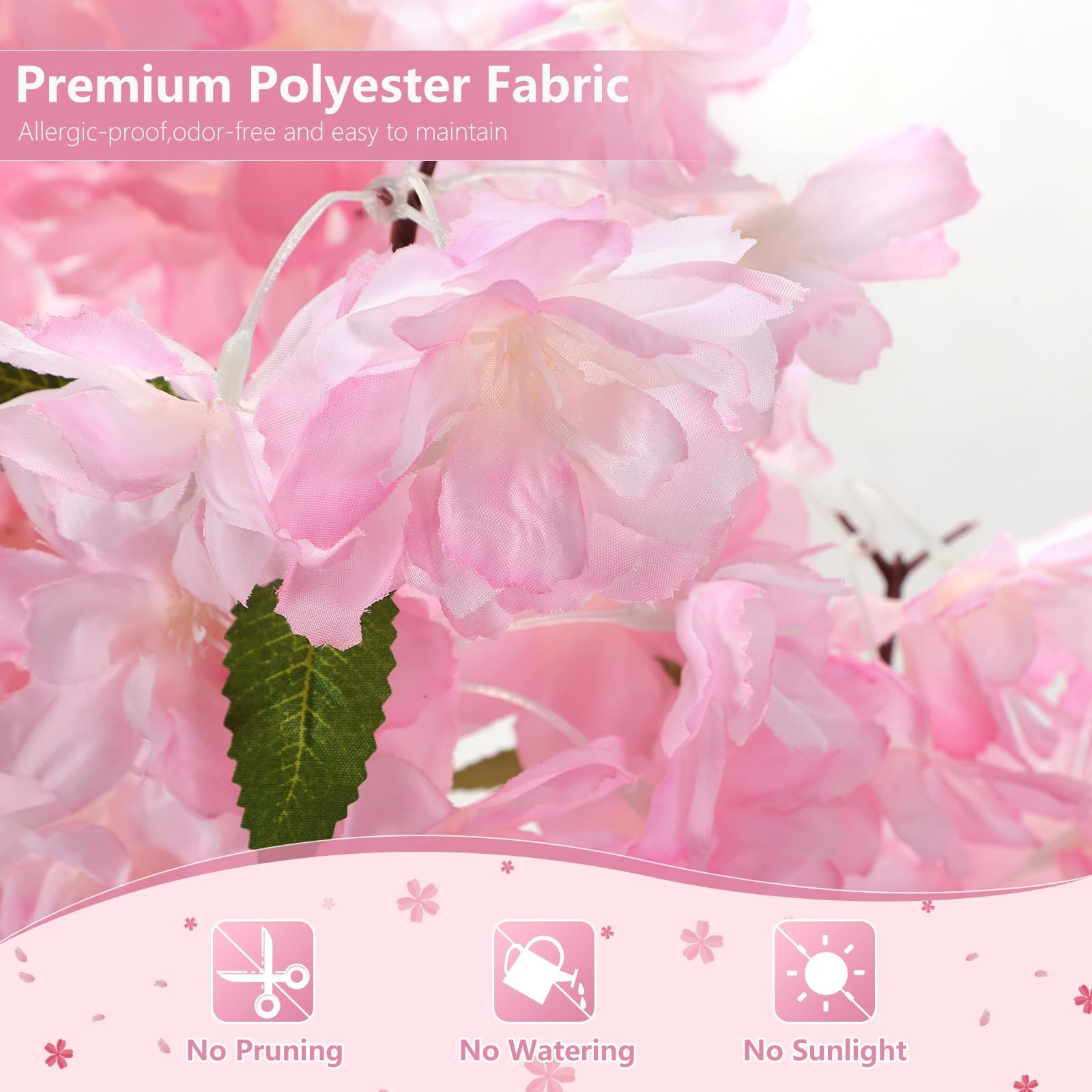 6FT Artificial Cherry Blossom Tree, Fake Pink Sakura Tree, Realistic Faux Blo…