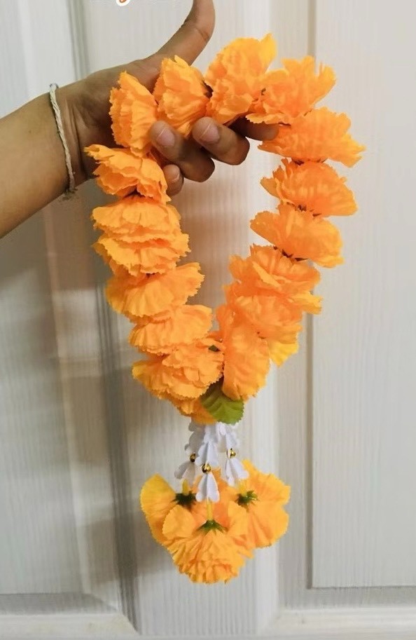 50pcs. Yellow Color Marigold Flower Thai Hindu Garland Worship Holy Spirit Craft