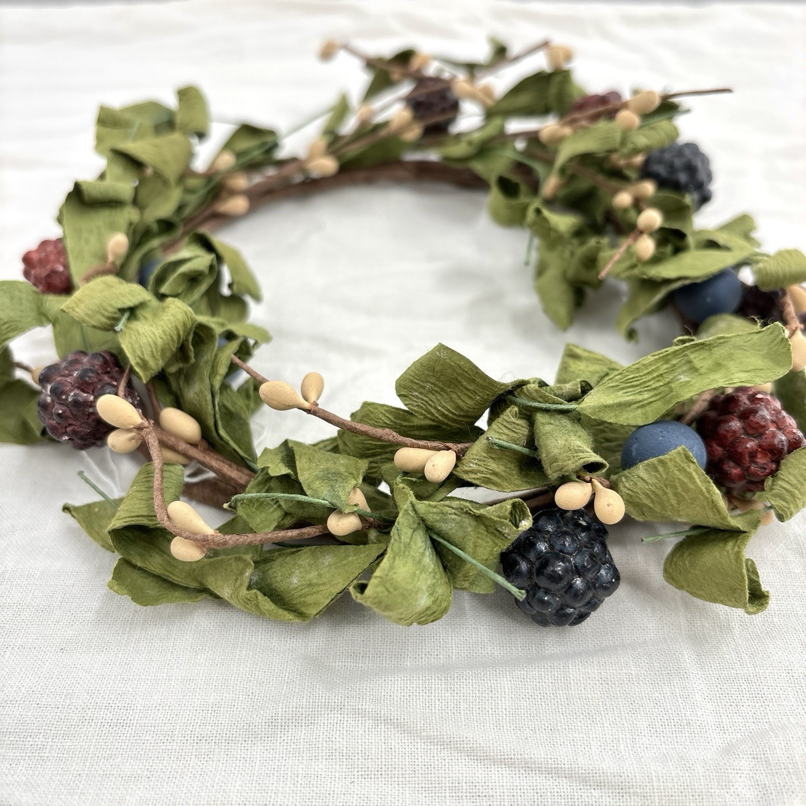 Blackberry Door Wreath Candle Ring Falling Leaves 6 inch Floral Decor