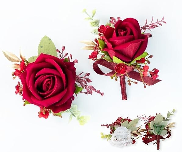Corsage and Boutonniere Set for Groom Bride Groomsmen Bridesmaids Wedding Party