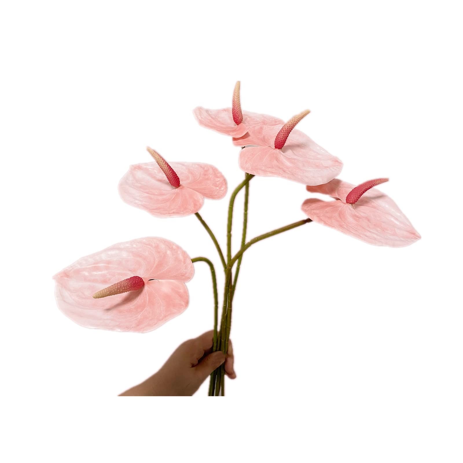 5Pc 24in/61cm Artificial Anthurium Lily Flowers Permanent for Home Decor Bouq…