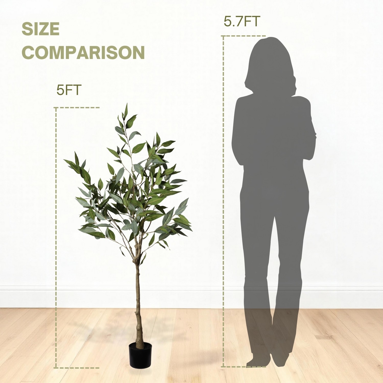 5FT Artificial Eucalyptus Tree with Black Plastic Pot for Home Indoor Decoration