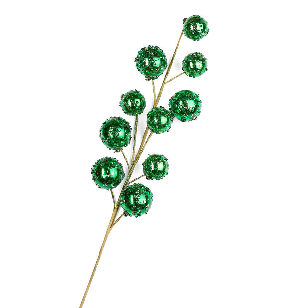 Set of 2 Artificial Iced Green Ornaments Decorative 27″ Sprays
