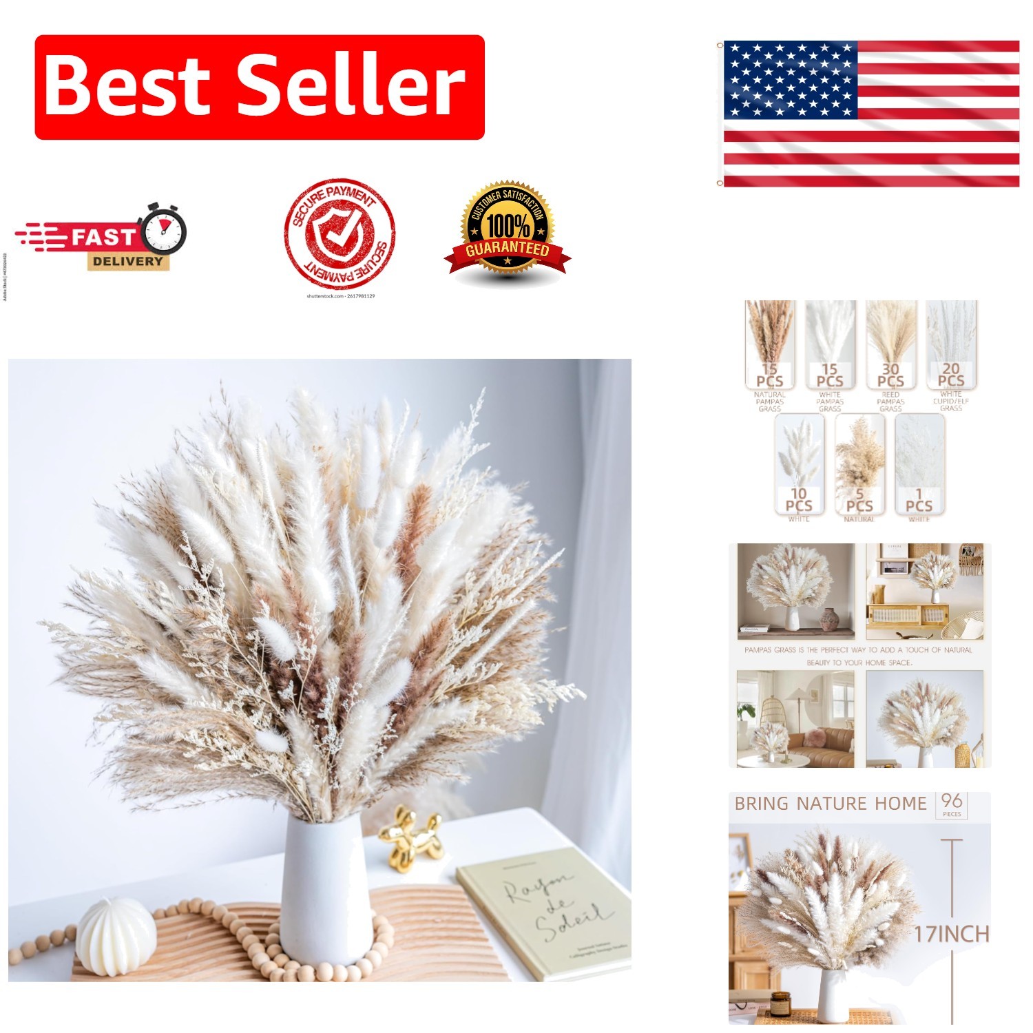 Beautiful 96PCS Natural Dried Pampas Grass for Effortless Floral Arrangements