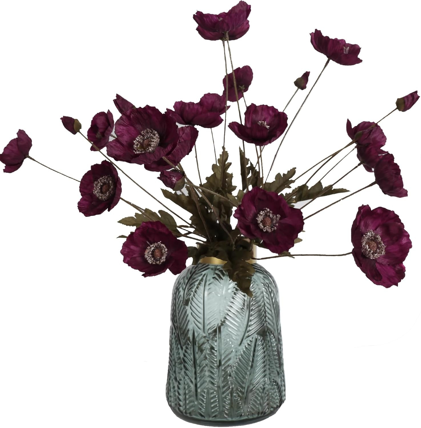 Burgundy Silk Flowers 6PCS Fake Poppies Artificial Flowers for Veterans Day Flor