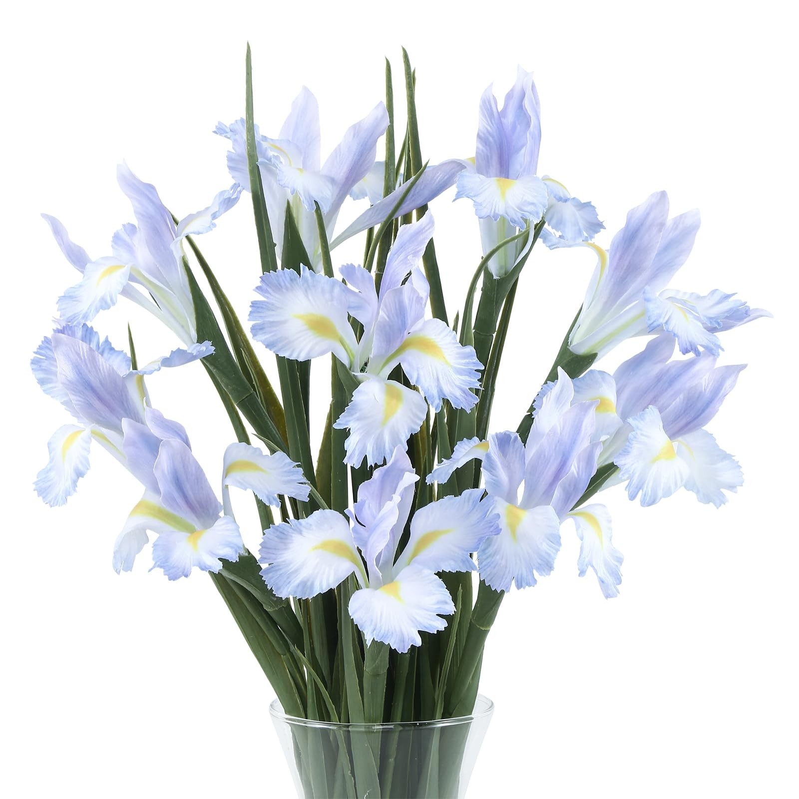LFF 10Pcs Artificial Lavender Blue Iris Flowers with 27.5″ Long Stems, UV Res…