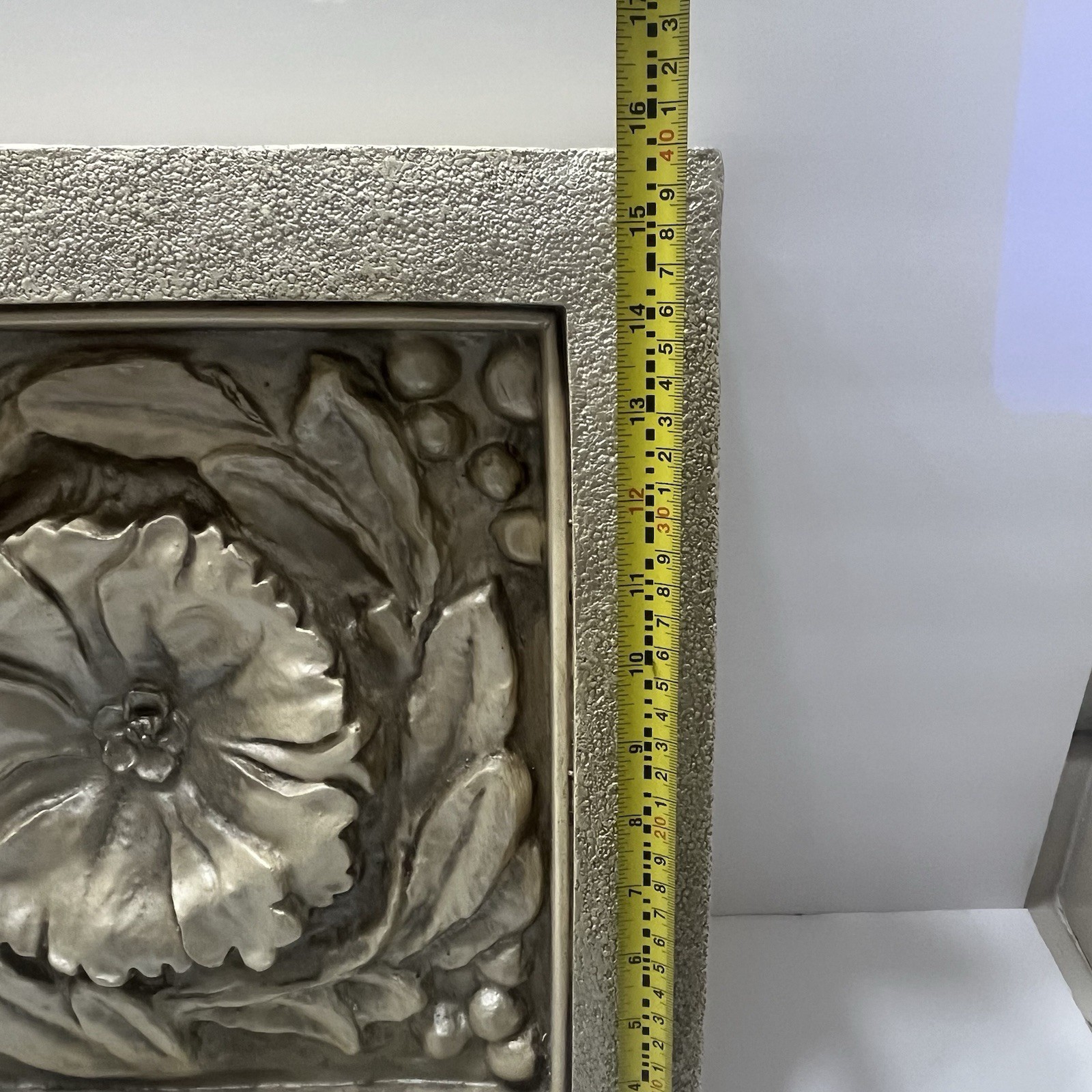 Bombay Company Flower Box Wall Decor Set Of 2 Champagne Color 3-D Stone 15×15”