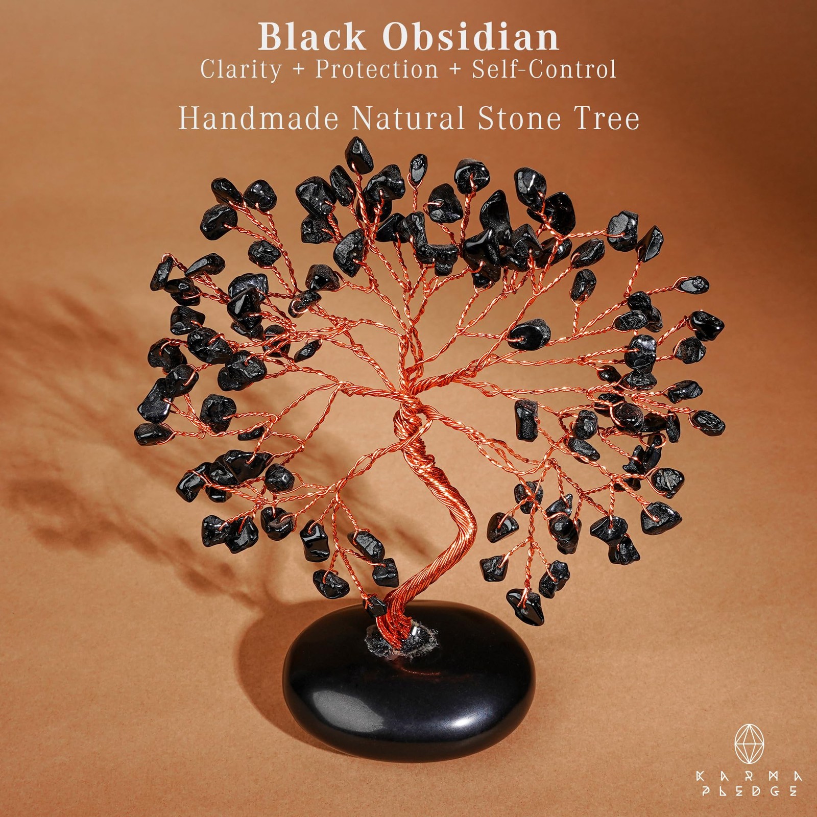 Black Obsidian Crystal Tree of Life Gifts for Women, Home and Office Desk Dec…