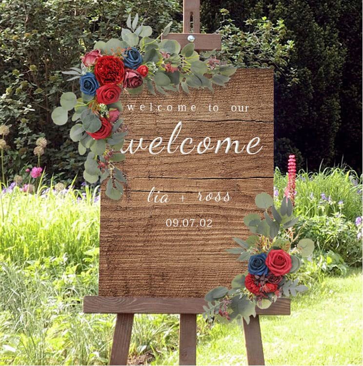 2 Pack Red Artificial Flower Swag Burgundy Navy Blue Wedding Arch Table Decor