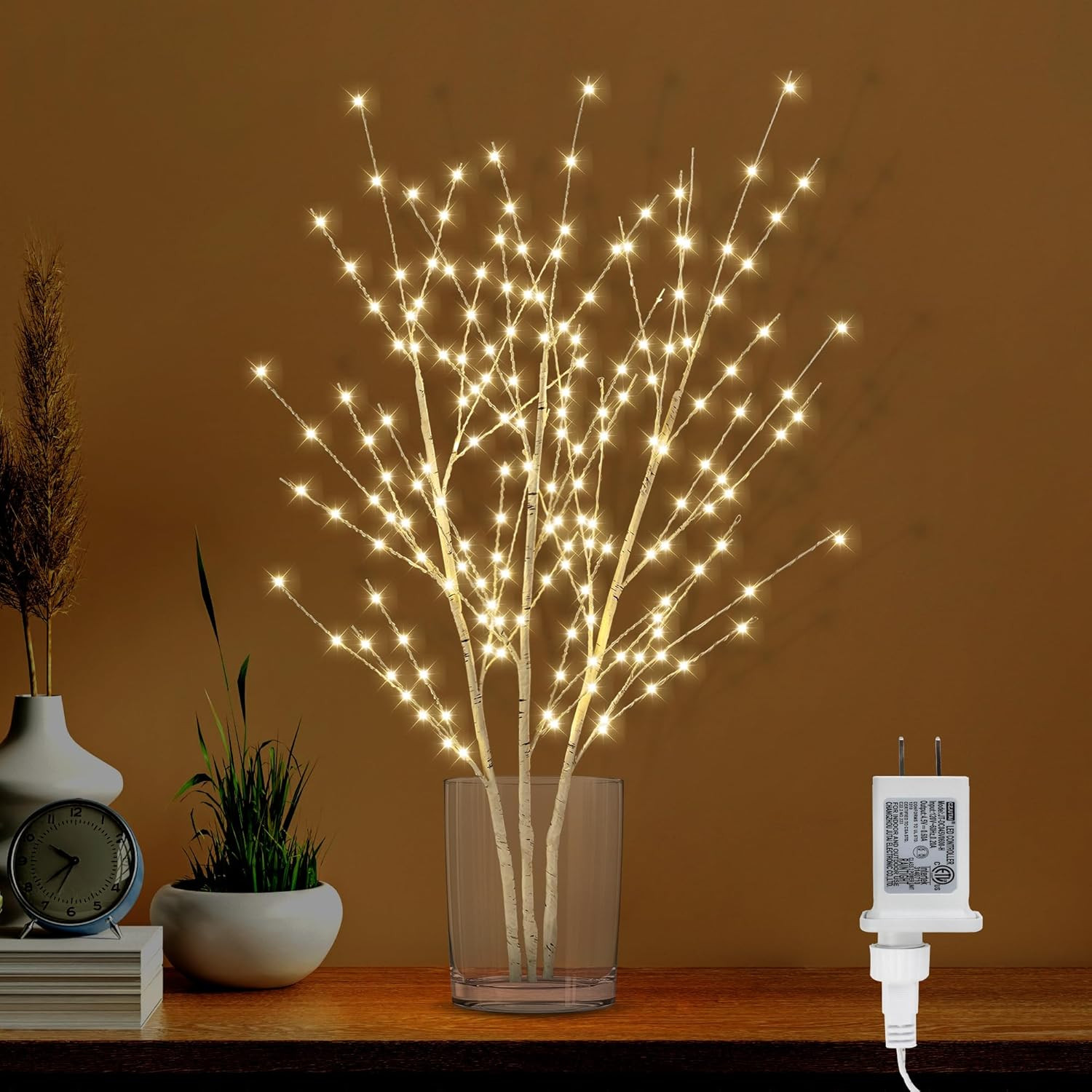 33In Birch Light Tree with 180 LED Lights, Twinkling Lighted Tree with Timer, Ad