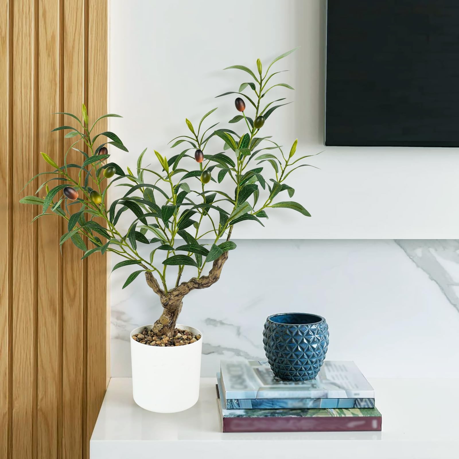 2FT Fake Olive Plant Artificial Small Tree Indoor Faux Potted Tabletop Decor