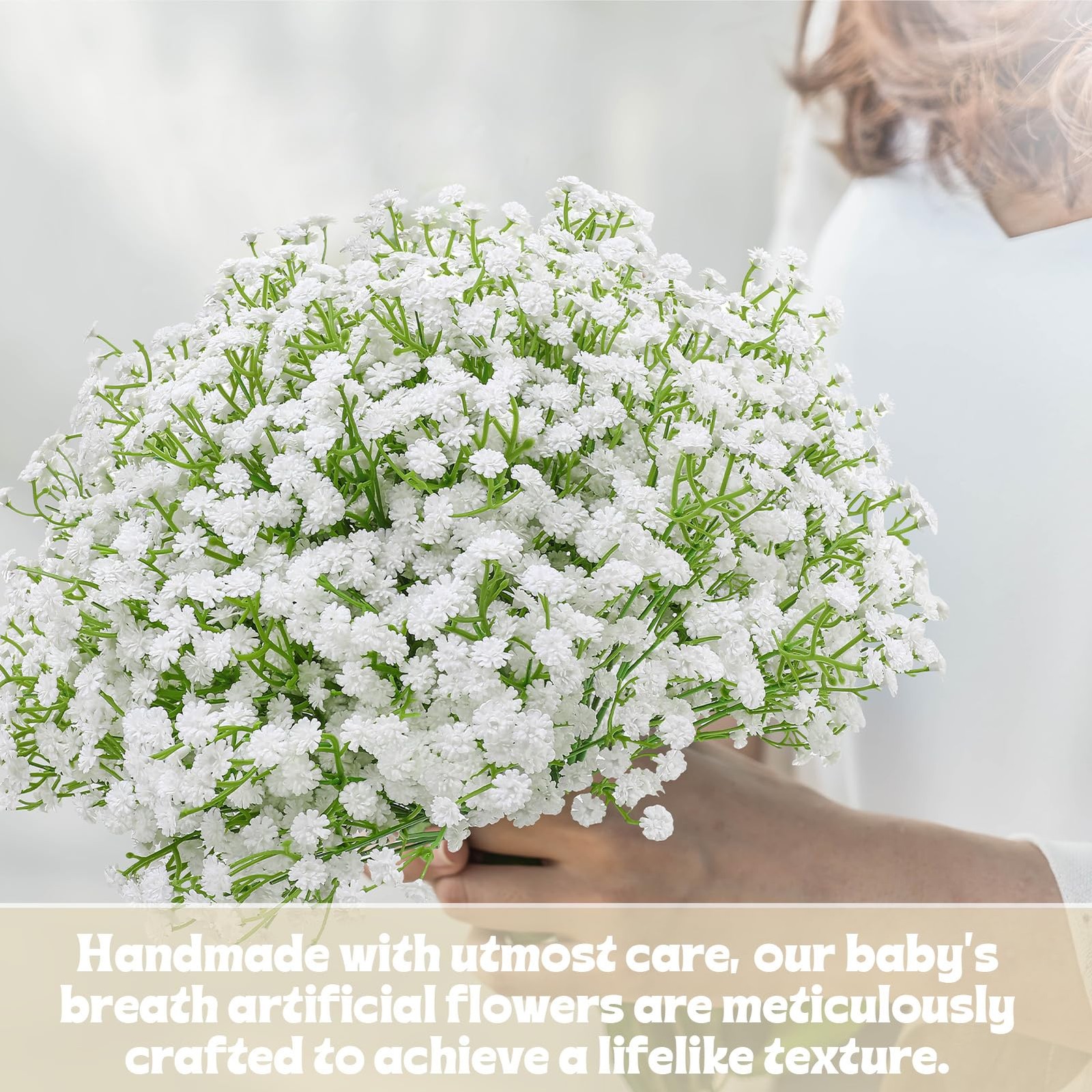 24 PCS 20.5 Inch White Fake Baby Breath Artificial Flowers Real Touch Decor
