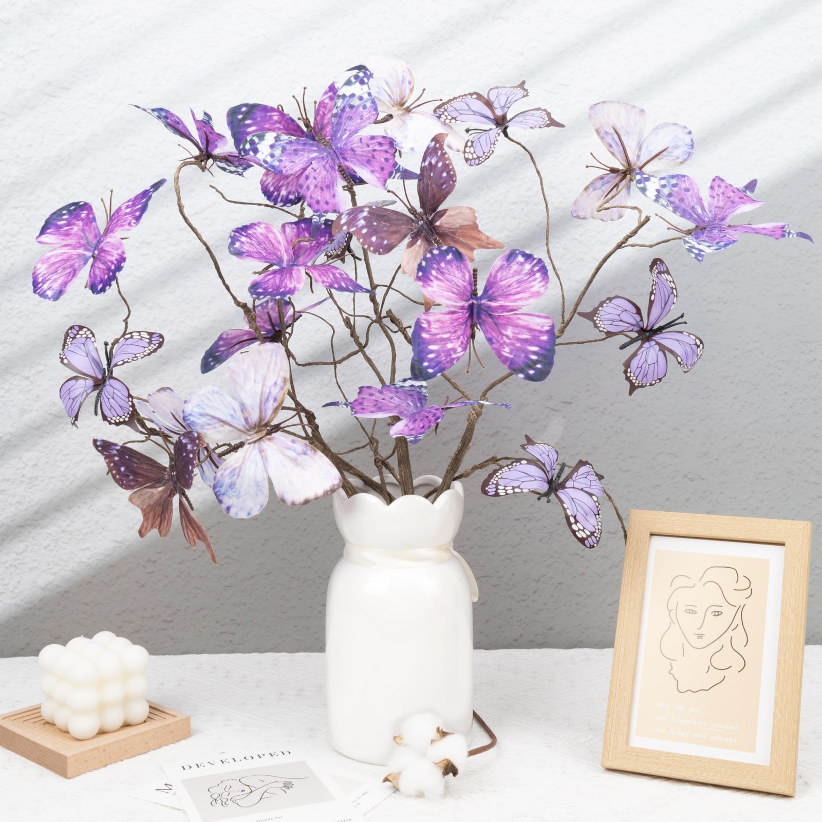5 Pcs DIY Butterfly Decorations 5 Butterfly Branches with 30 Fake Butterflies…