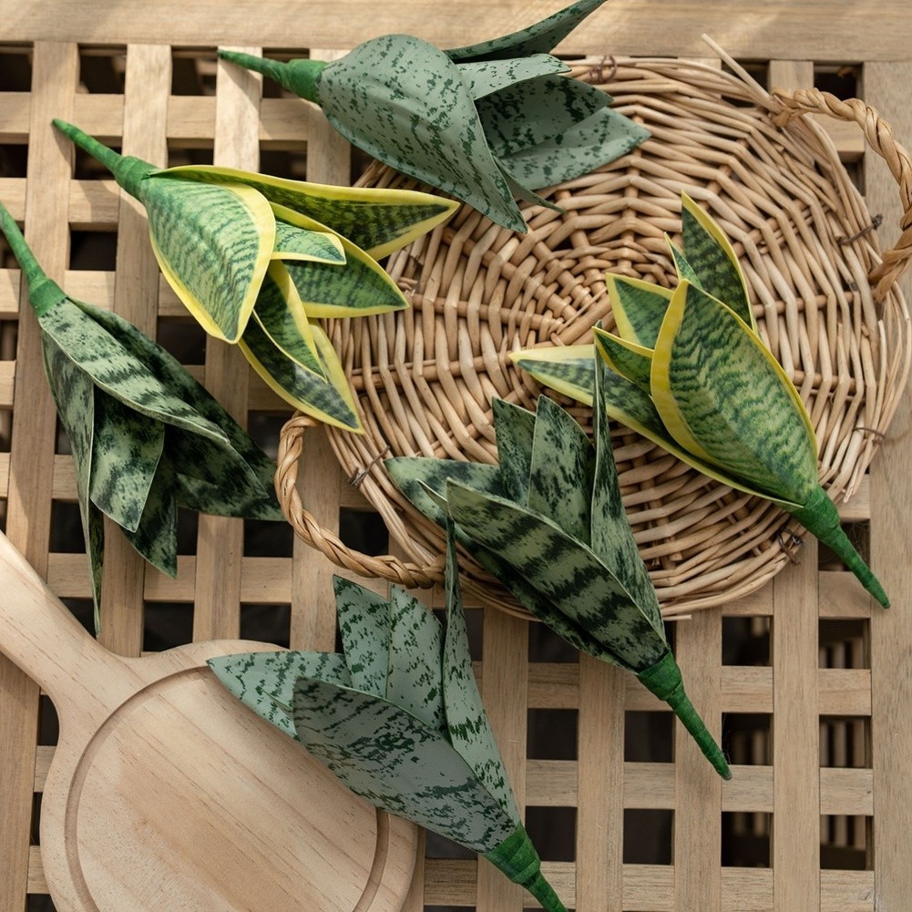 Faux Artificial Snake Plant PVC 19cm Green Leaves for Home Office and Events