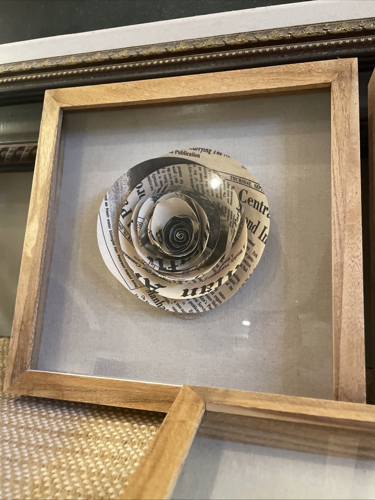 Set Of 3- Paper flowers in shadow boxes