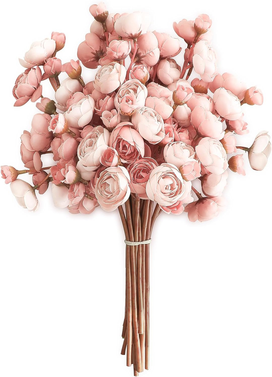 Ranunculus Artificial Flowers 18 Pcs Dusty Rose Faux Silk Mini Ranunculus Bulk